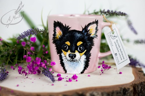 Wyjątkowy, ręcznie malowany kubek Chihuahua.