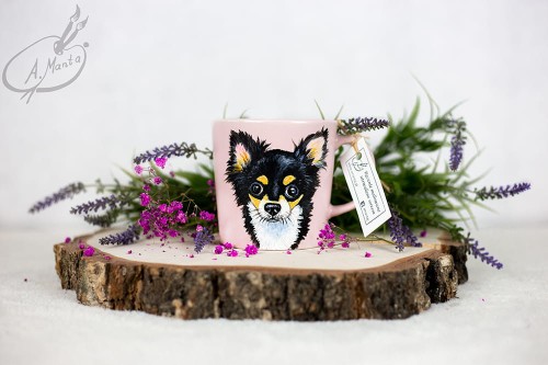 Wyjątkowy, ręcznie malowany kubek Chihuahua.