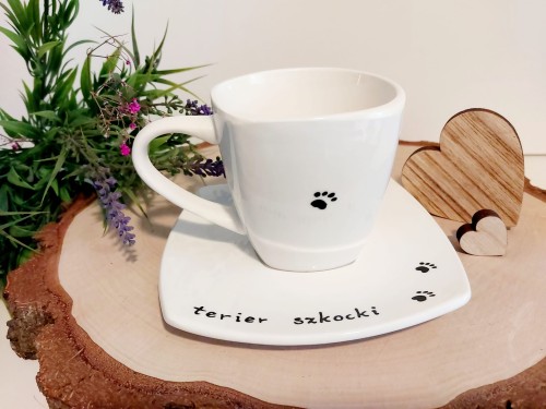 Wyjątkowa, ręcznie malowana filiżanka Terier Szkocki