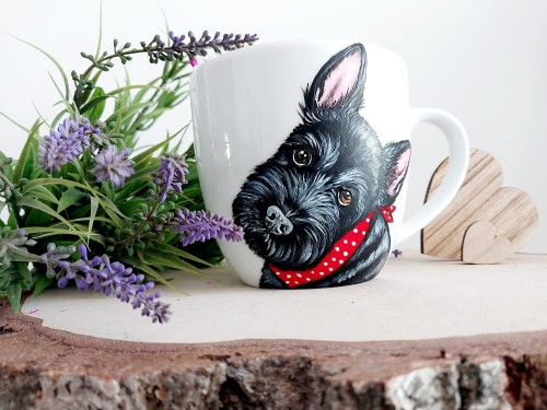 Wyjątkowy, ręcznie malowany kubek Terier Szkocki