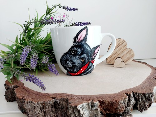 Wyjątkowy, ręcznie malowany kubek Terier Szkocki