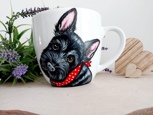 Wyjątkowy, ręcznie malowany kubek Terier Szkocki