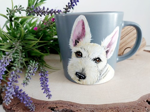 Wyjątkowy, ręcznie malowany kubek Terier Szkocki