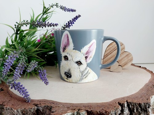 Wyjątkowy, ręcznie malowany kubek Terier Szkocki