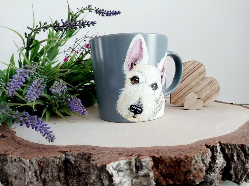 Wyjątkowy, ręcznie malowany kubek Terier Szkocki