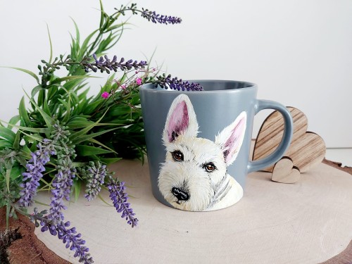 Wyjątkowy, ręcznie malowany kubek Terier Szkocki