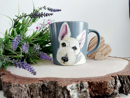 Wyjątkowy, ręcznie malowany kubek Terier Szkocki