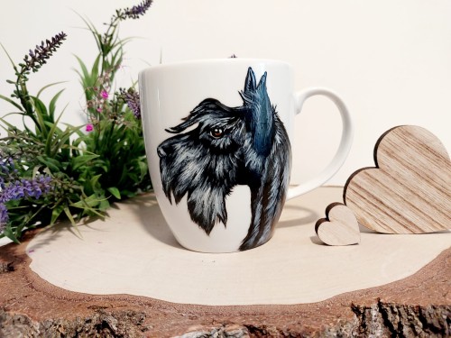 Wyjątkowy, ręcznie malowany kubek Terier Szkocki