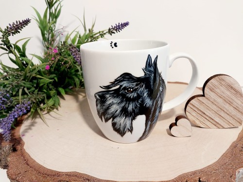 Wyjątkowy, ręcznie malowany kubek Terier Szkocki