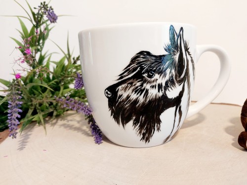 Wyjątkowy, ręcznie malowany kubek Terier Szkocki