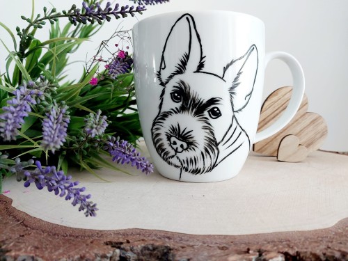 Wyjątkowy, ręcznie malowany kubek Terier Szkocki