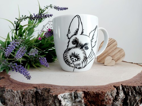 Wyjątkowy, ręcznie malowany kubek Terier Szkocki