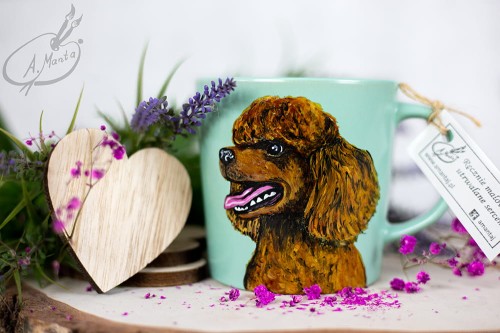 Wyjątkowy, ręcznie malowany kubek Pudel