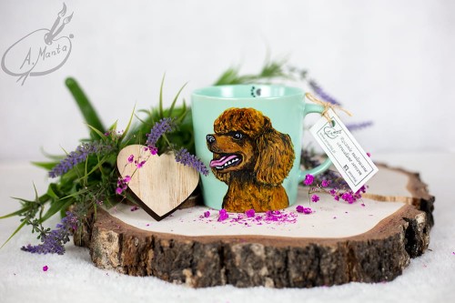 Wyjątkowy, ręcznie malowany kubek Pudel