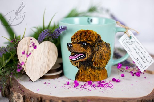 Wyjątkowy, ręcznie malowany kubek Pudel