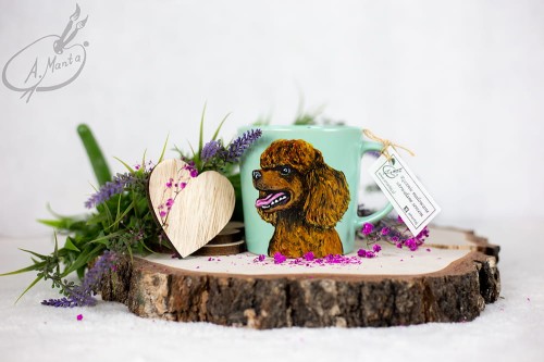 Wyjątkowy, ręcznie malowany kubek Pudel