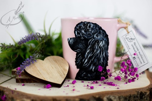 Kubek ręcznie malowany Pudel czarny
