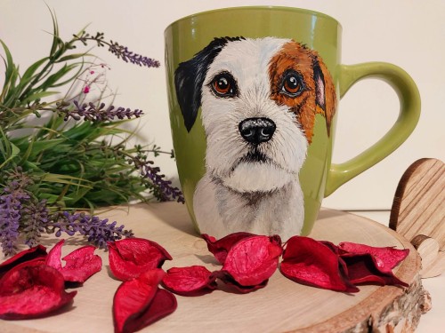 Wyjątkowy, ręcznie malowany kubek Parson Russel Terrier 500 ml.