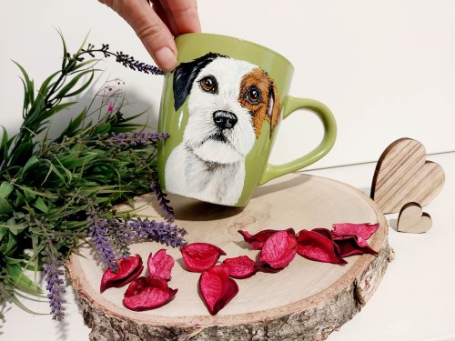 Wyjątkowy, ręcznie malowany kubek Parson Russel Terrier 500 ml.