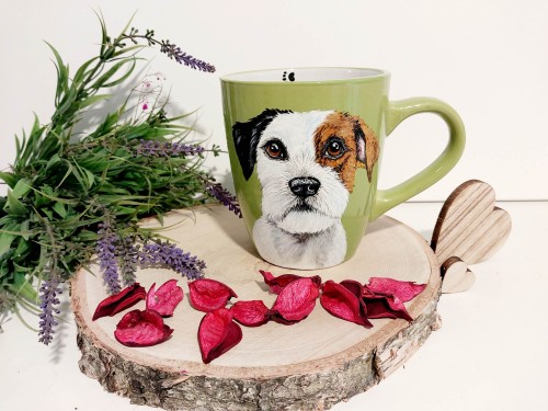 Wyjątkowy, ręcznie malowany kubek Parson Russel Terrier 500 ml.