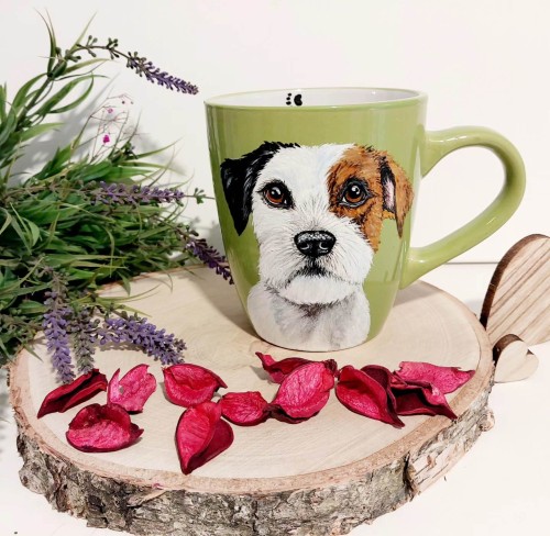 Wyjątkowy, ręcznie malowany kubek Parson Russel Terrier 500 ml.