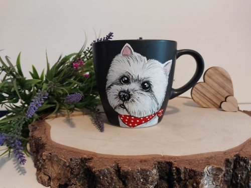 Wyjątkowy, ręcznie malowany kubek West Highland White Terrier.