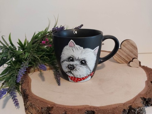 Wyjątkowy, ręcznie malowany kubek West Highland White Terrier.
