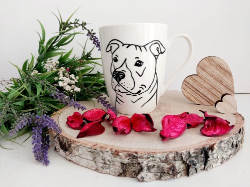 Wyjątkowy, ręcznie malowany kubek Amstaff.