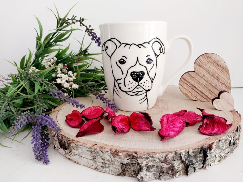 Wyjątkowy, ręcznie malowany kubek Amstaff.