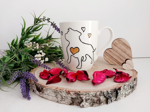 Wyjątkowy, ręcznie malowany kubek Amstaff.