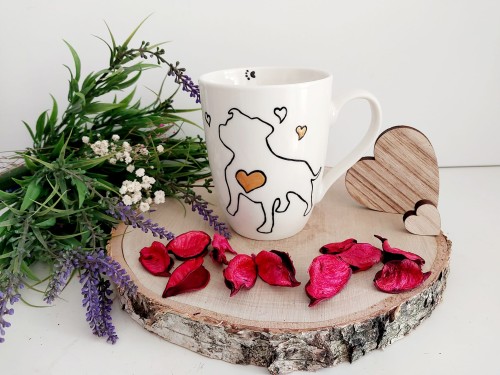 Wyjątkowy, ręcznie malowany kubek Amstaff.