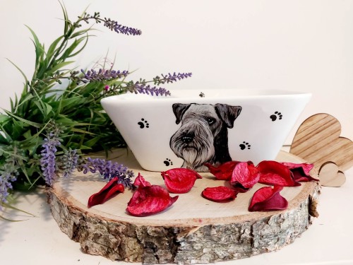 Wyjątkowa, ręcznie malowana miseczka Terier Czeski