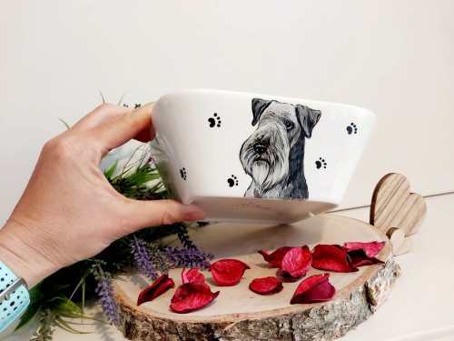 Wyjątkowa, ręcznie malowana miseczka Terier Czeski