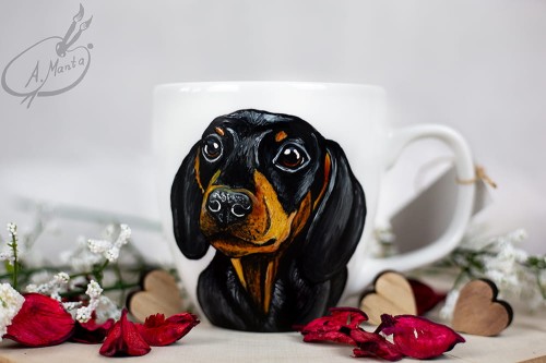 Wyjątkowy, ręcznie malowany kubek Jamnik.