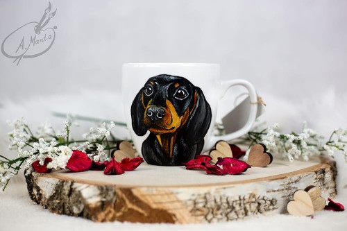 Wyjątkowy, ręcznie malowany kubek Jamnik.