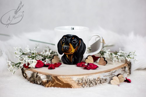 Wyjątkowy, ręcznie malowany kubek Jamnik.