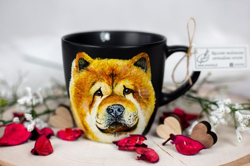 Wyjątkowy, ręcznie malowany kubek z Chow Chow.