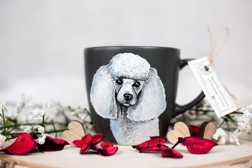 Wyjątkowy, ręcznie malowany kubek Pudel.
