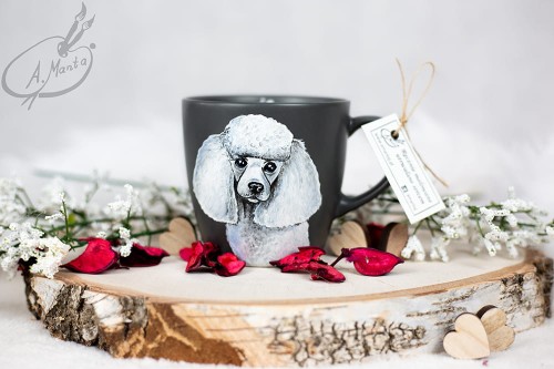 Wyjątkowy, ręcznie malowany kubek Pudel.