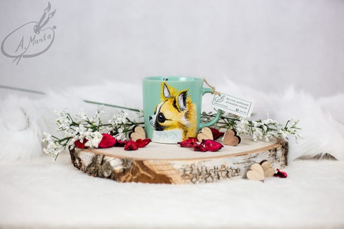 Wyjątkowy, ręcznie malowany kubek Chihuahua.