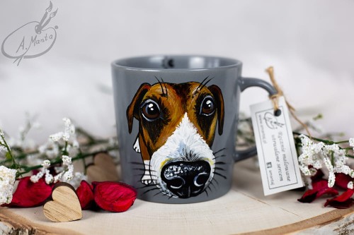 Wyjątkowy, ręcznie malowany kubek Jack Russel Terrier.
