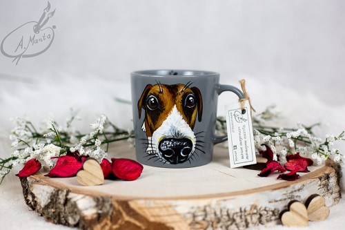 Wyjątkowy, ręcznie malowany kubek Jack Russel Terrier.