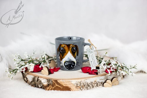 Wyjątkowy, ręcznie malowany kubek Jack Russel Terrier.