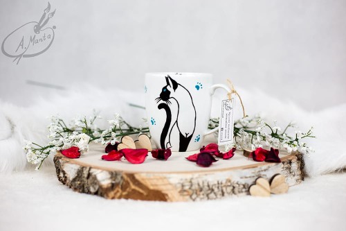 Wyjątkowy, ręcznie malowany kubek Kot Syjamski