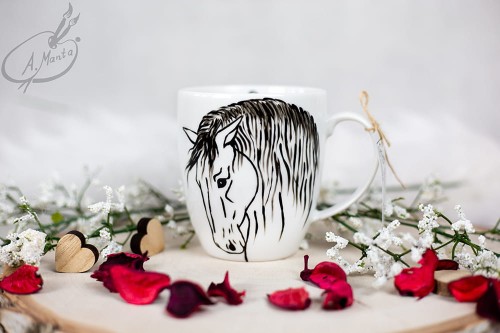 Wyjątkowy, ręcznie malowany kubek Koń Andaluzyjski