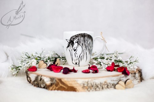 Wyjątkowy, ręcznie malowany kubek Koń Andaluzyjski