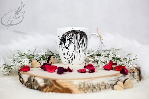 Wyjątkowy, ręcznie malowany kubek Koń Andaluzyjski