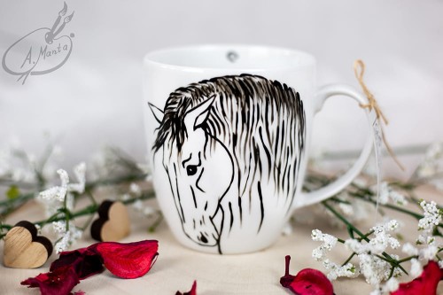 Wyjątkowy, ręcznie malowany kubek Koń Andaluzyjski