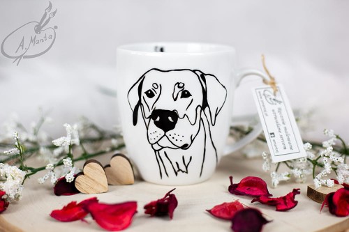 Wyjątkowy, ręcznie malowany kubek Doberman.