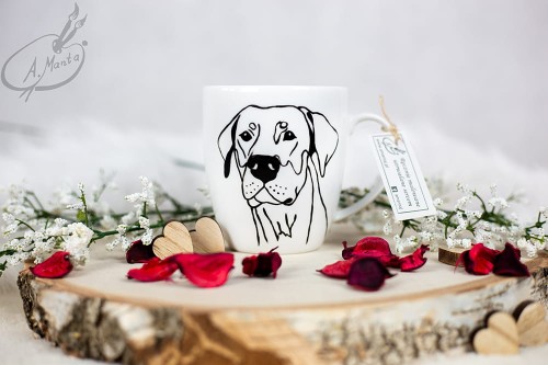 Wyjątkowy, ręcznie malowany kubek Doberman.